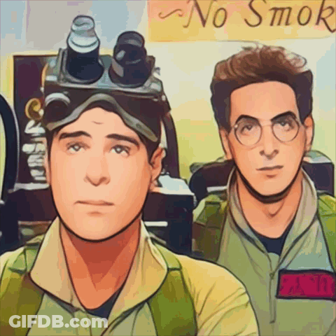 Two Men Standing Next To No Smoking Sign GIF