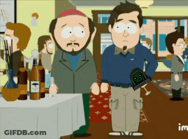 Two Men Standing Next To Wine Bottles GIF