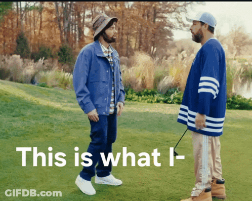 Two Men Standing On A Grassy Field With The Words This Is What I- GIF