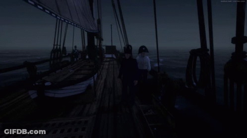 Two Men Standing On Boat GIF