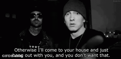 Two Men Standing One Saying Otherwise I'll Come To Your House GIF