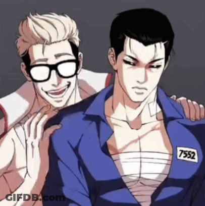 Two Men Standing, One With Chest Bandage GIF