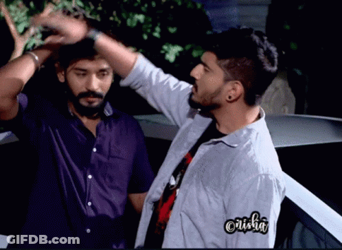 Two Men Standing, One With Crusha Sticker GIF