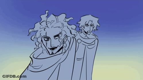 Two Men Standing Side By Side Blue Background GIF