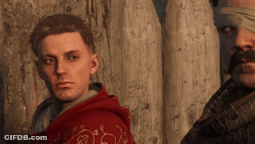 Two Men Standing Together One With Bandage On Forehead GIF