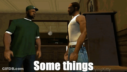 Two Men Standing Together Saying Some Things GIF