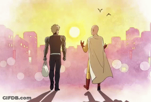 Two Men Standing Together With Sun GIF