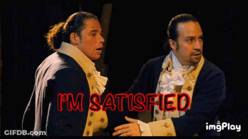 Two Men Standing With I'm Satisfied GIF