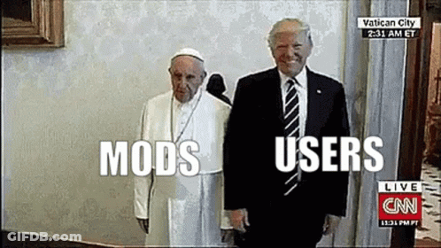 Two Men Standing With Mods And Users GIF