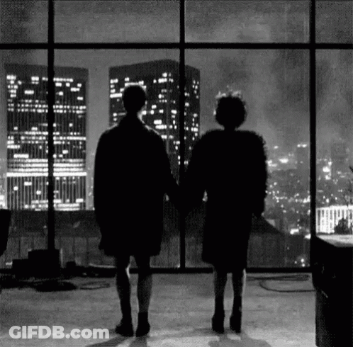 Two Men Standing With Pink Hearts And Swish GIF
