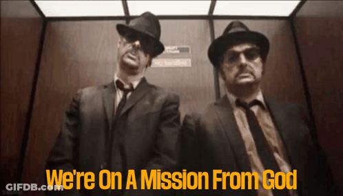 Two Men Suits Hats Elevator Mission From God GIF