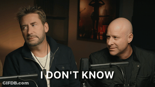 Two Men Talking At Microphones Saying I Don't Know GIF