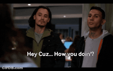 Two Men Talking Hey Cuz GIF