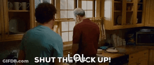 Two Men Talking In Kitchen GIF