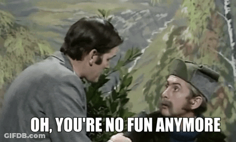 Two Men Talking Oh You're No Fun Anymore GIF