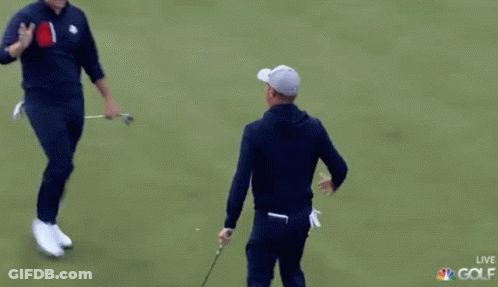 Two Men Talking On Golf Course GIF