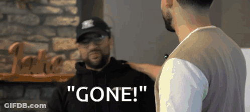 Two Men Talking One Saying Gone GIF