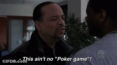 Two Men Talking Saying This Ain't No Poker Game GIF