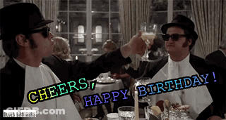 Two Men Toasting With Champagne Cheers Happy Birthday GIF