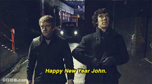 Two Men Walking Down Street Happy New Year John GIF