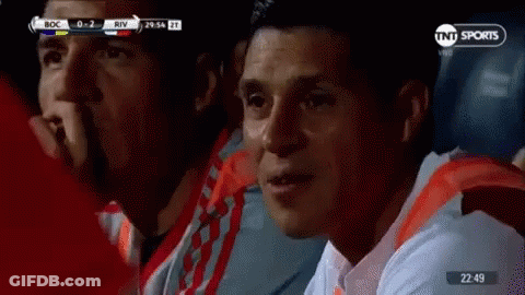 Two Men Watching Soccer Match GIF