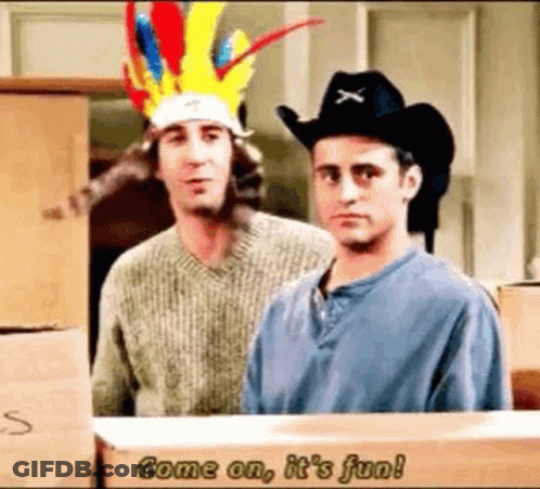 Two Men Wearing Cowboy Hats Are Standing Next To Each Other In Front Of Boxes . GIF