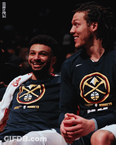 Two Men Wearing Shirts That Say Nuggets On Them GIF