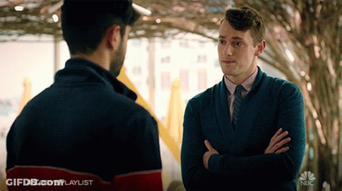 Two Men With Arms Crossed #Zoeysplaylist GIF