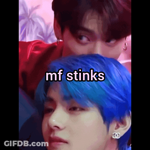 Two Men With Blue Hair Saying Mf Stinks GIF