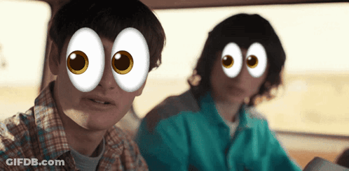 Two Men With Cartoon Eyes GIF