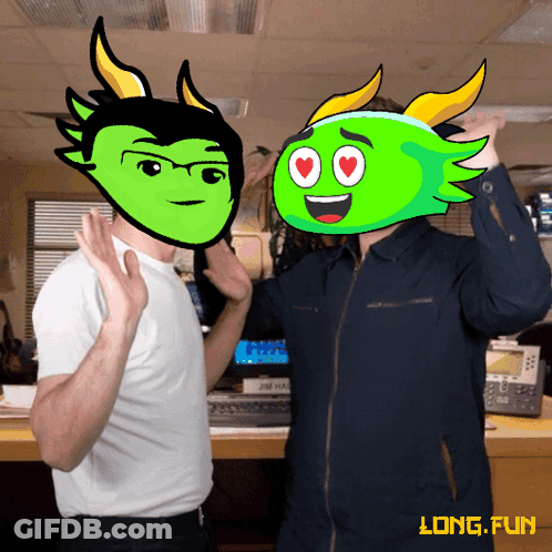 Two Men With Cartoon Faces Long Fun GIF