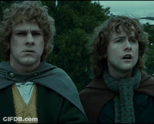 Two Men With Curly Hair Standing Beside Trees GIF