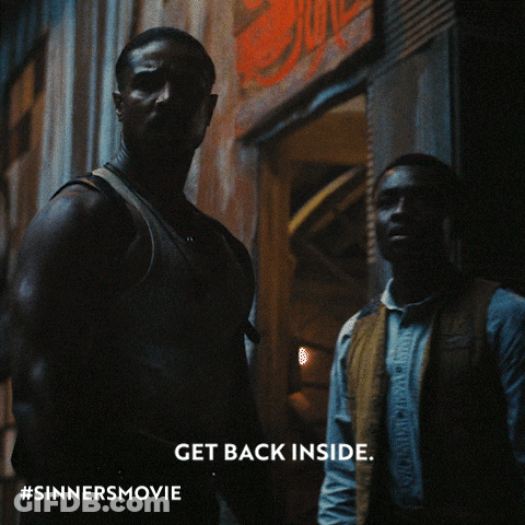 Two Men With Get Back Inside GIF