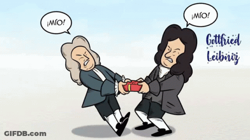 Two Men With Getfried Leibniz Speech Bubbles GIF