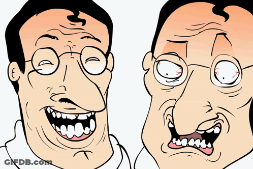 Two Men With Glasses Funny And Sad Faces GIF