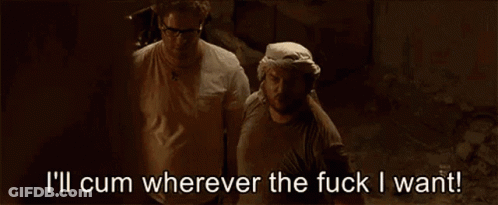 Two Men With I'll Cum On Your Fucking Art GIF