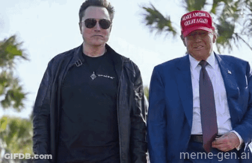Two Men With Make America Great Again Hat GIF