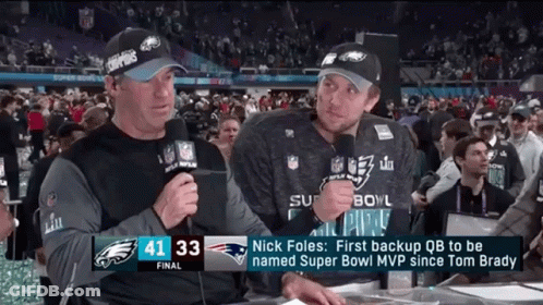 Two Men With Microphones Nick Foles First Backup QB Super Bowl MVP GIF