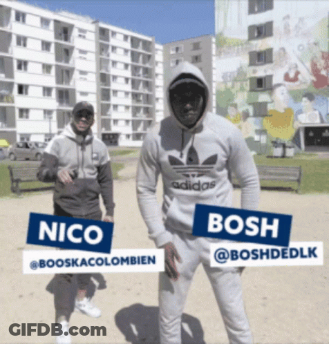 Two Men With Nico And Bosh Shirts GIF