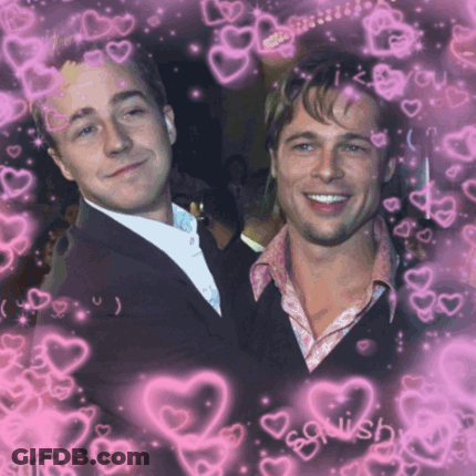 Two Men With Pink Hearts And Swish GIF