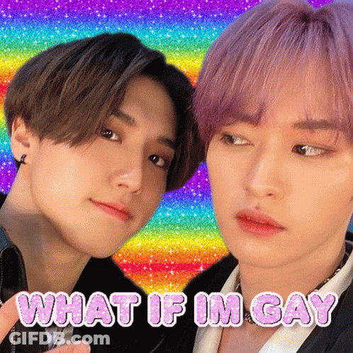 Two Men With Purple Hair Saying What If I'm Gay GIF