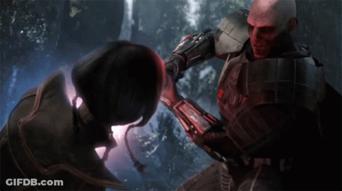 Two Men With Red Light Arm Bands GIF