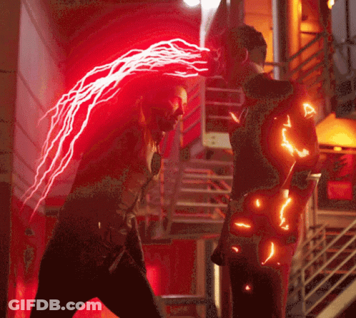 Two Men With Red Lightning GIF