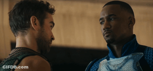 Two Men With Red Lights On Arms GIF