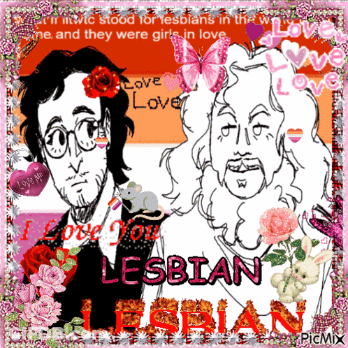 Two Men With Text I Love You Lesbian GIF