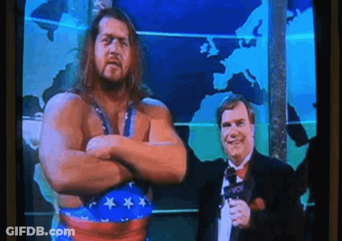 Two Men With World Map And Microphone GIF