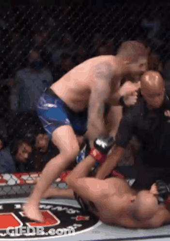 Two Men Wrestling In Boxing Ring GIF