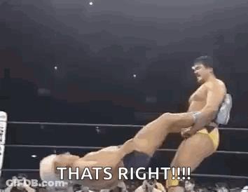 Two Men Wrestling In Ring Holding Leg GIF