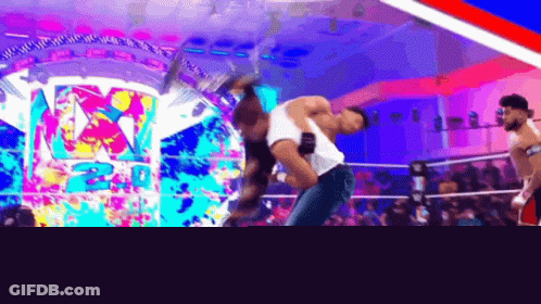 Two Men Wrestling In Ring With Best Tag Team NXT 2.0 GIF