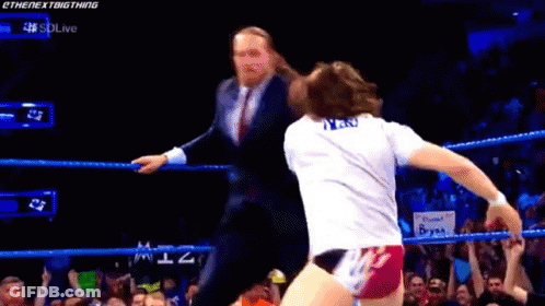 Two Men Wrestling In Ring With 'I Love You' Shirt GIF